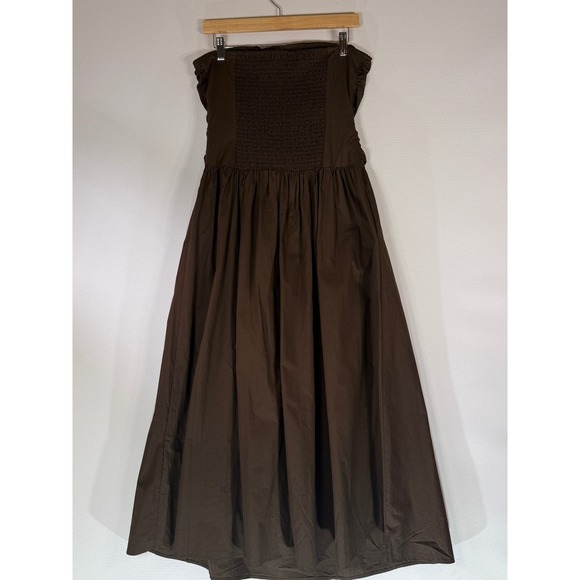 NEW Band Of The Free Womens Large Chocolate Brown Strapless Ruched Maxi Dress - Picture 7 of 9